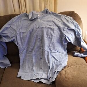 Men's Casual Blue Button-Down Shirt